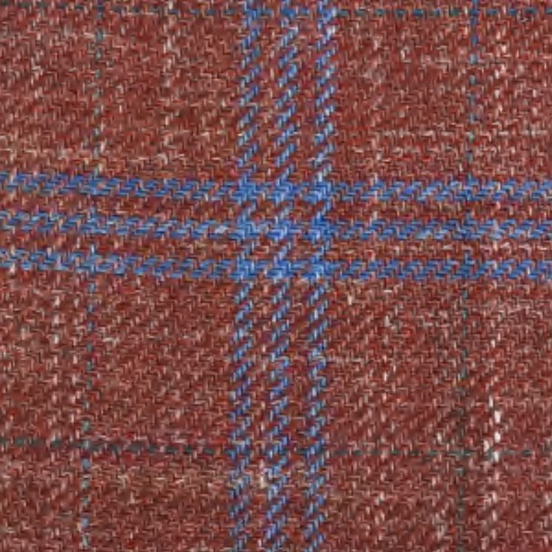 Terracotta Red Twill Plaid with Blue Accent Lines