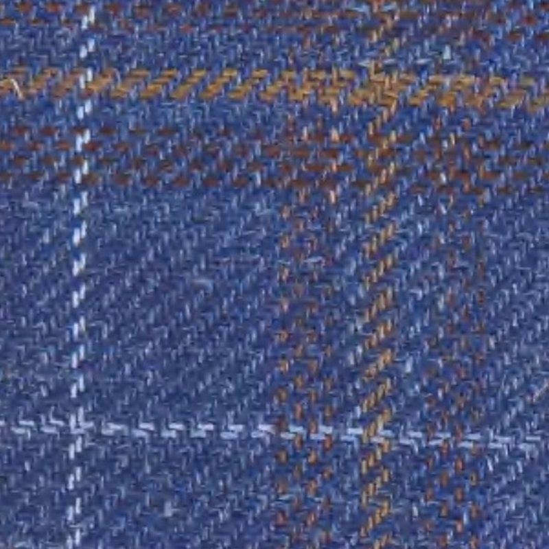 Deep Blue Twill Plaid with Orange & Periwinkle
